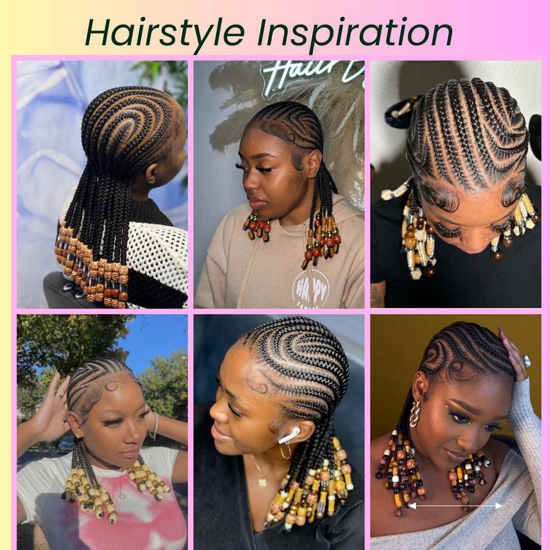 Cornrow Wig with Beads- Transparent Full Lace Braided Wig with Baby Hair