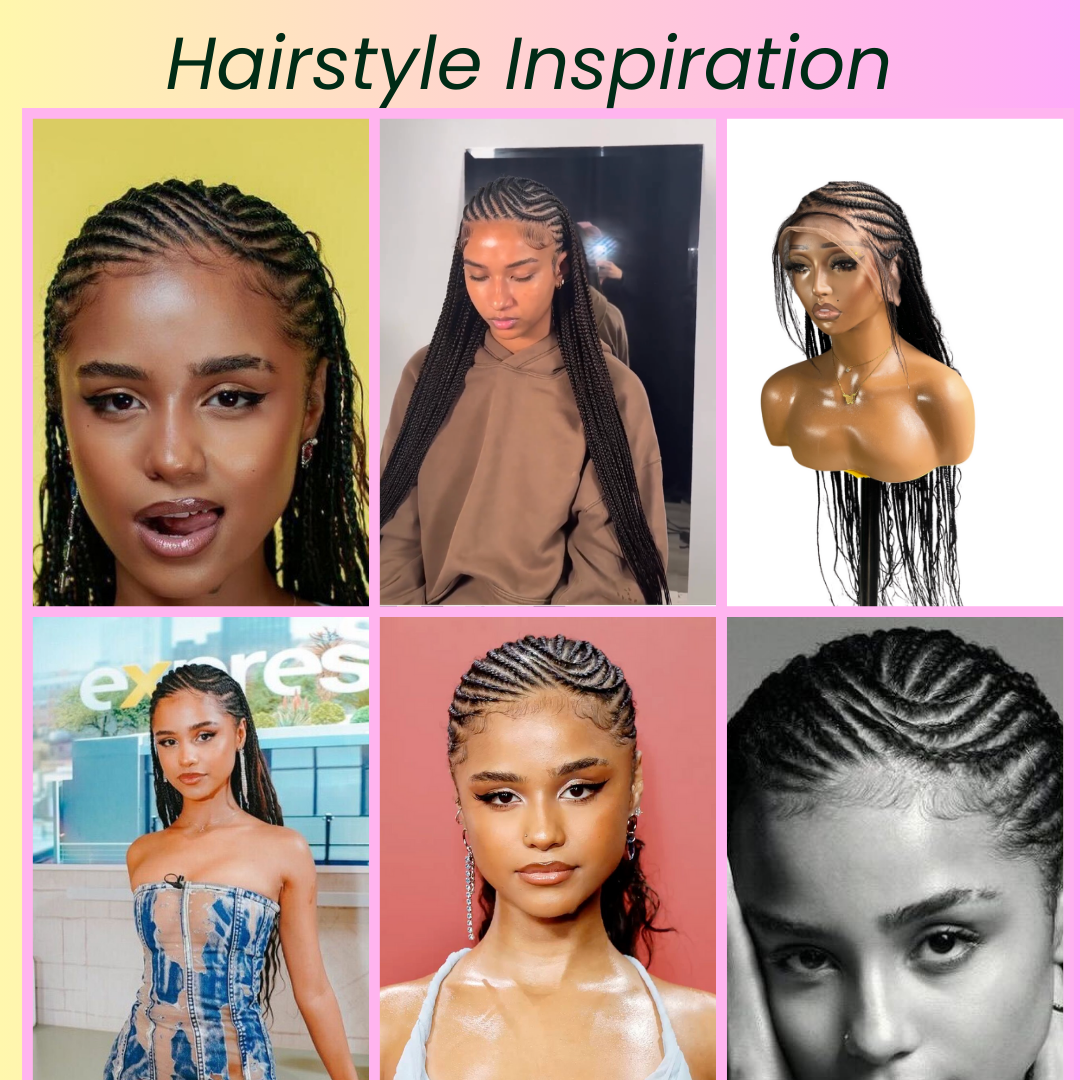 Cornrow Stitch Braided Wig - HD Transparent Full Lace Braided Wig With Baby Hairs (Black)