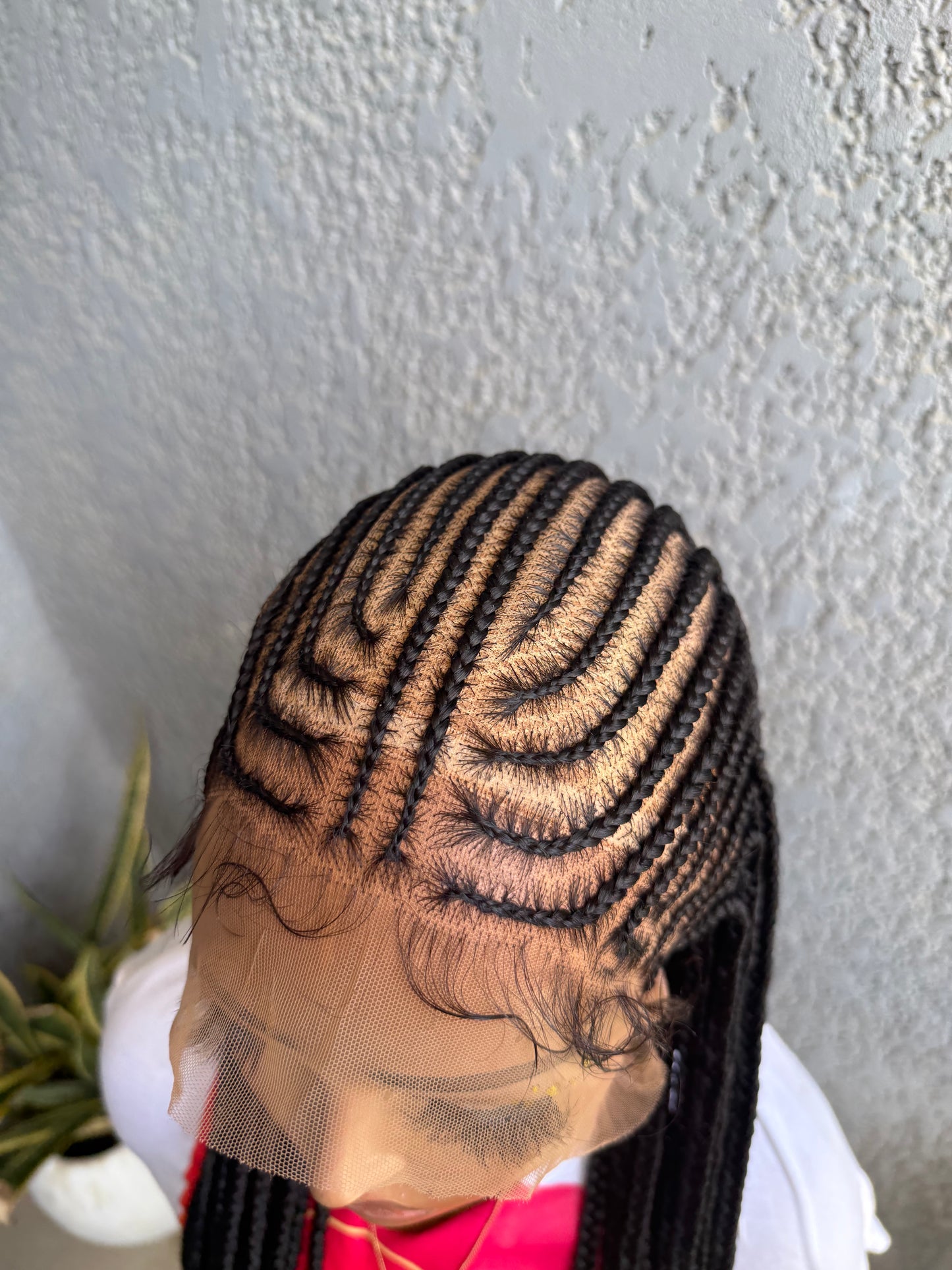 Fulani Half Up/Down Cornrow Braided Wig with Curls - HD Transparent Full Lace Braided Wig With Baby Hairs