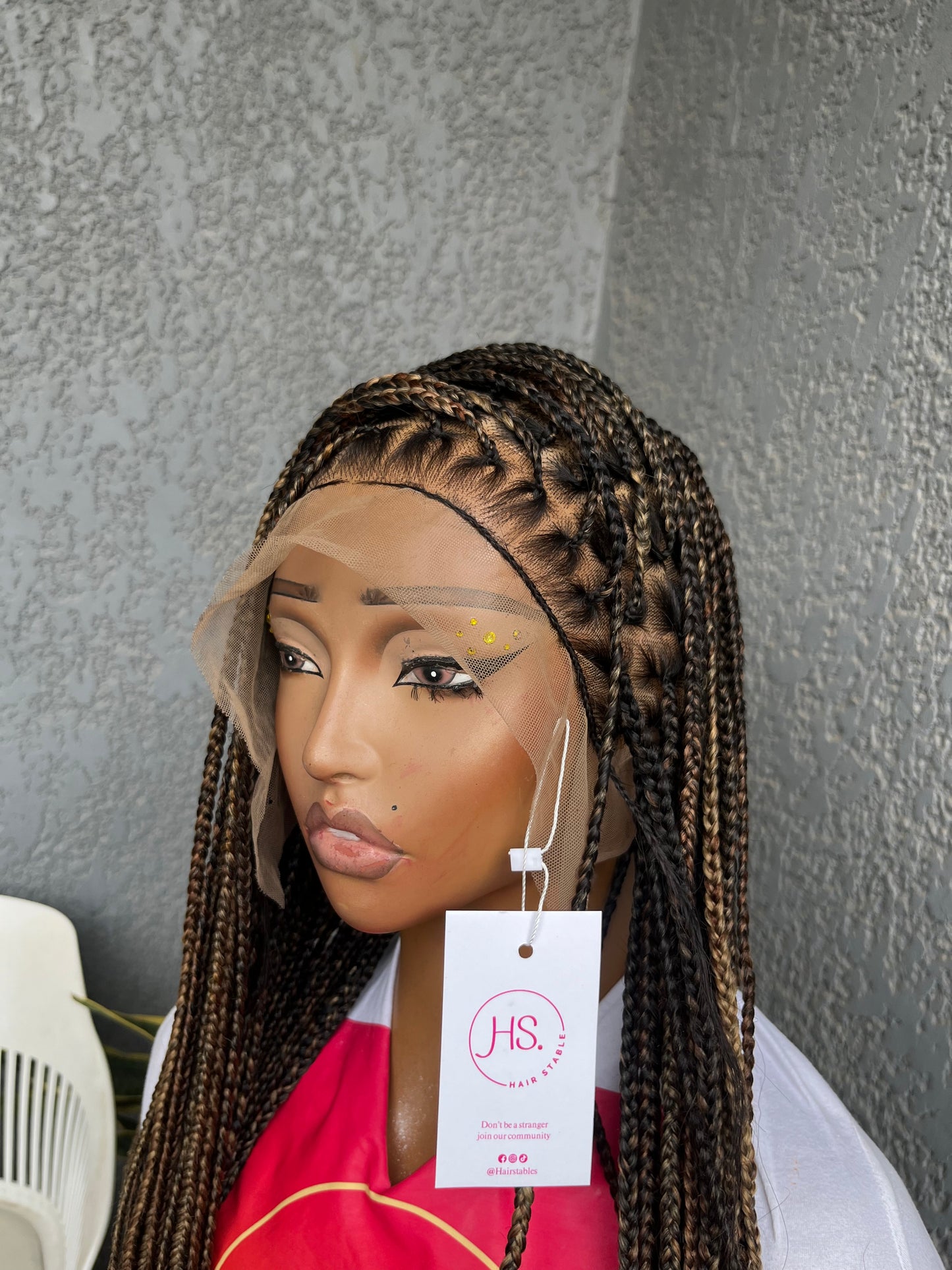 Knotless Braided Wig - HD Transparent Full Lace Braided Wig With Baby Hairs (Ombre Mix)