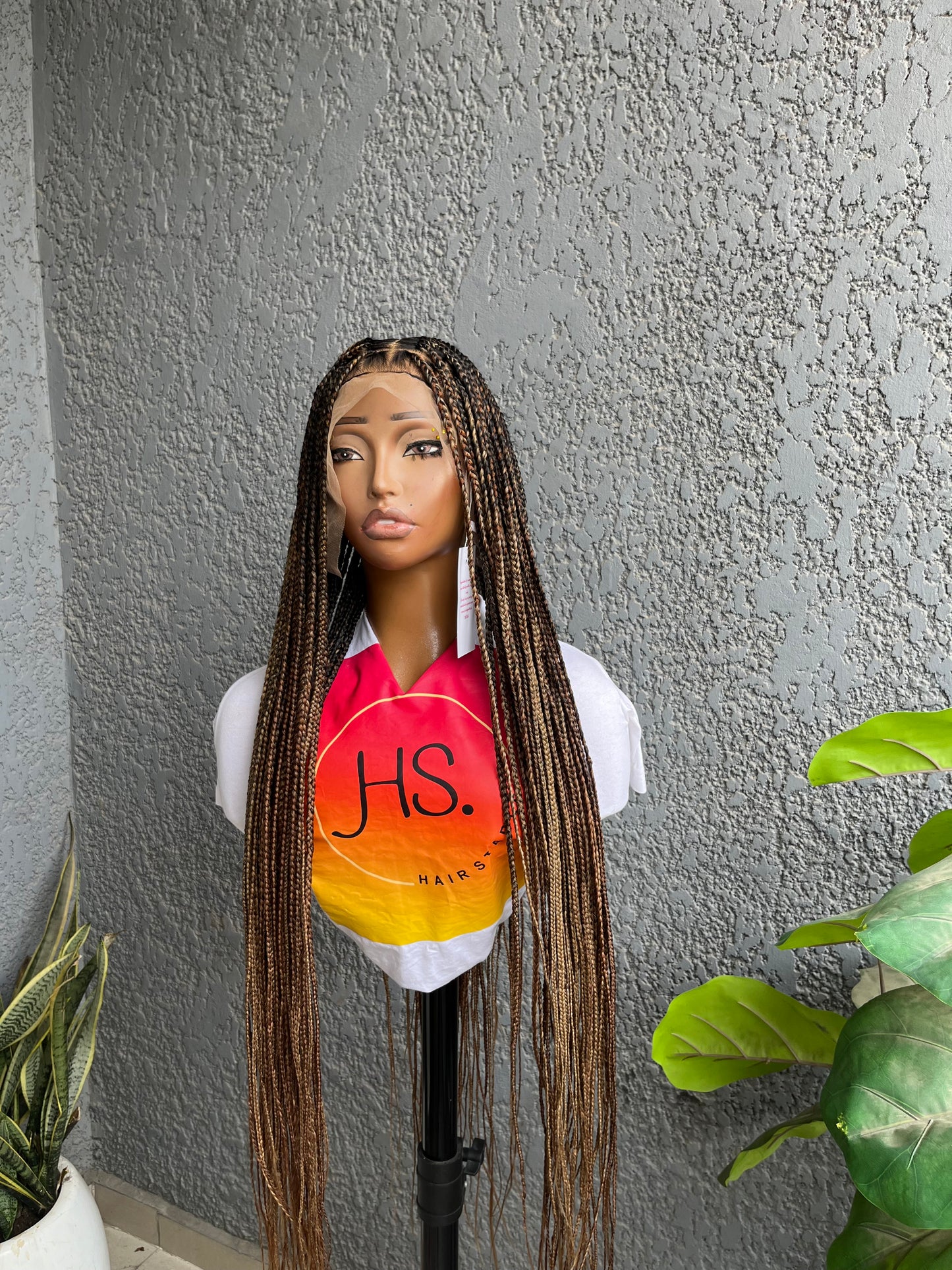 Knotless Braided Wig - HD Transparent Full Lace Braided Wig With Baby Hairs (Ombre Mix)