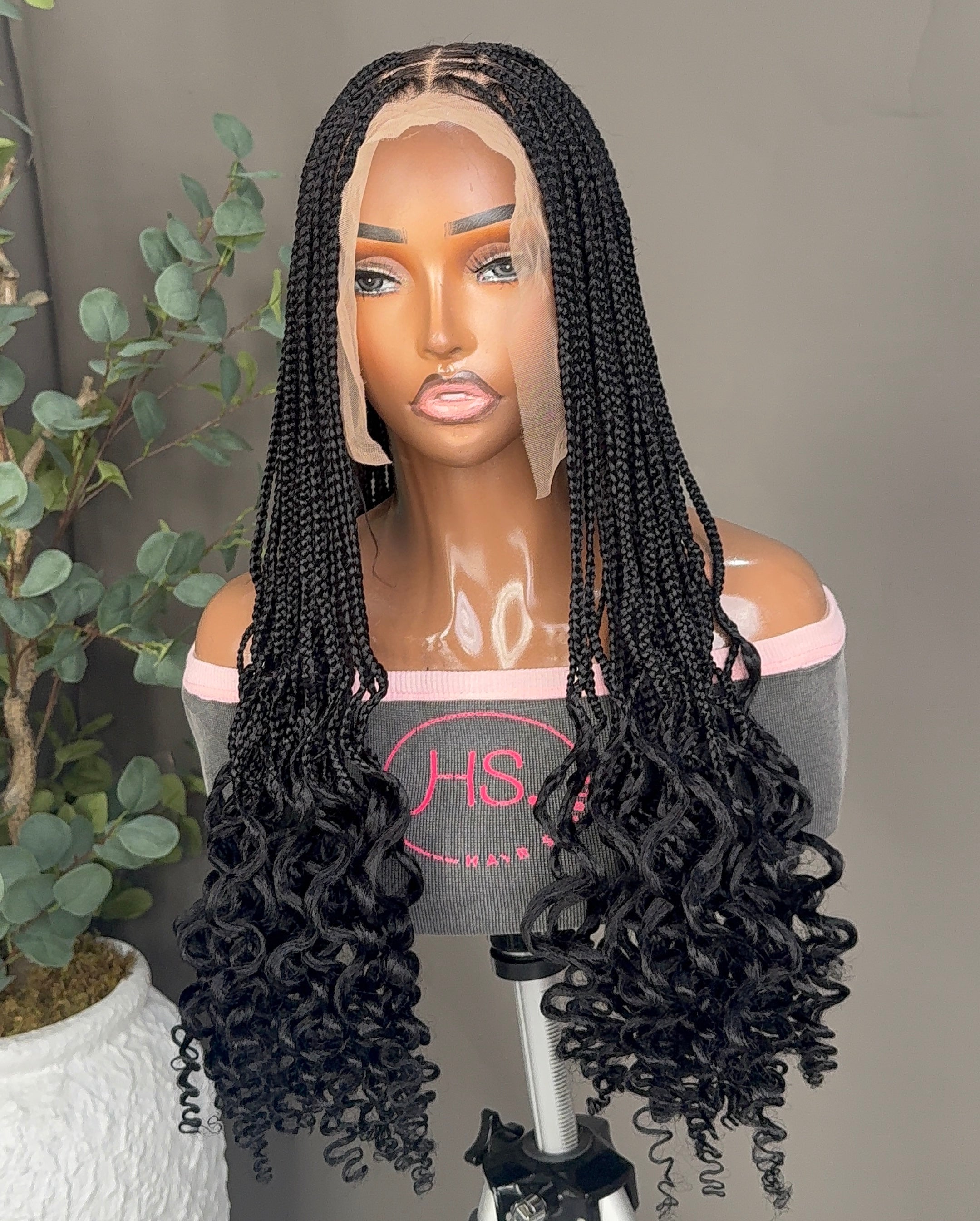 Knotless Box Braid Wig 14 Inches Full Lace Synthetic Glueless Cap Facynos Knotless Braid Wig 14 Inch - Heat Resistant  main image 3