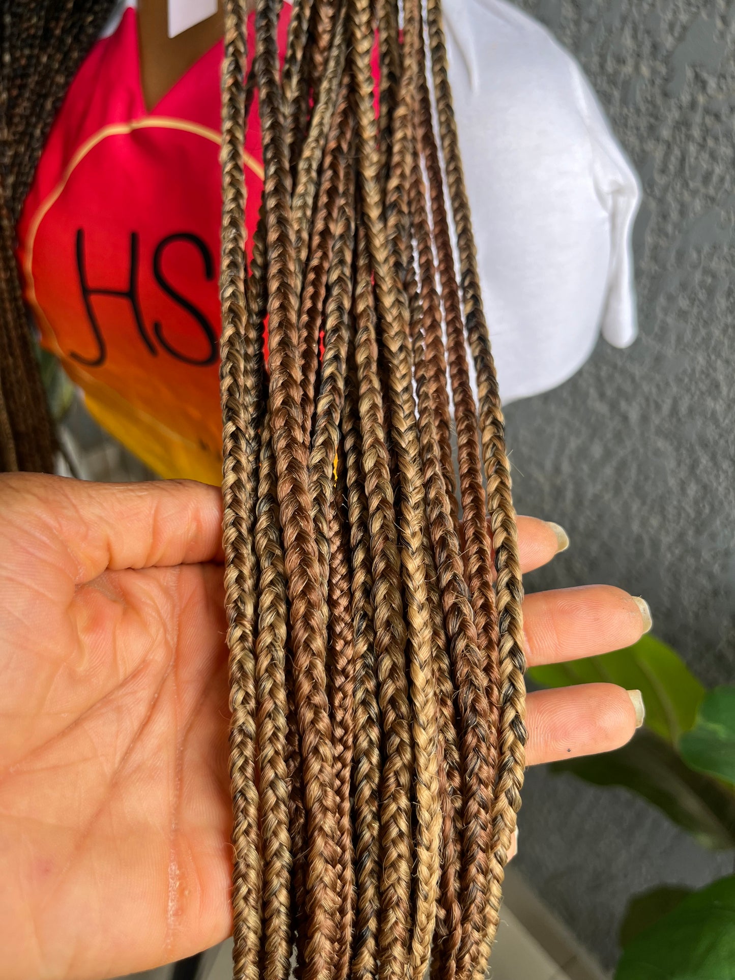 Knotless Braided Wig - HD Transparent Full Lace Braided Wig With Baby Hairs (Ombre Mix)