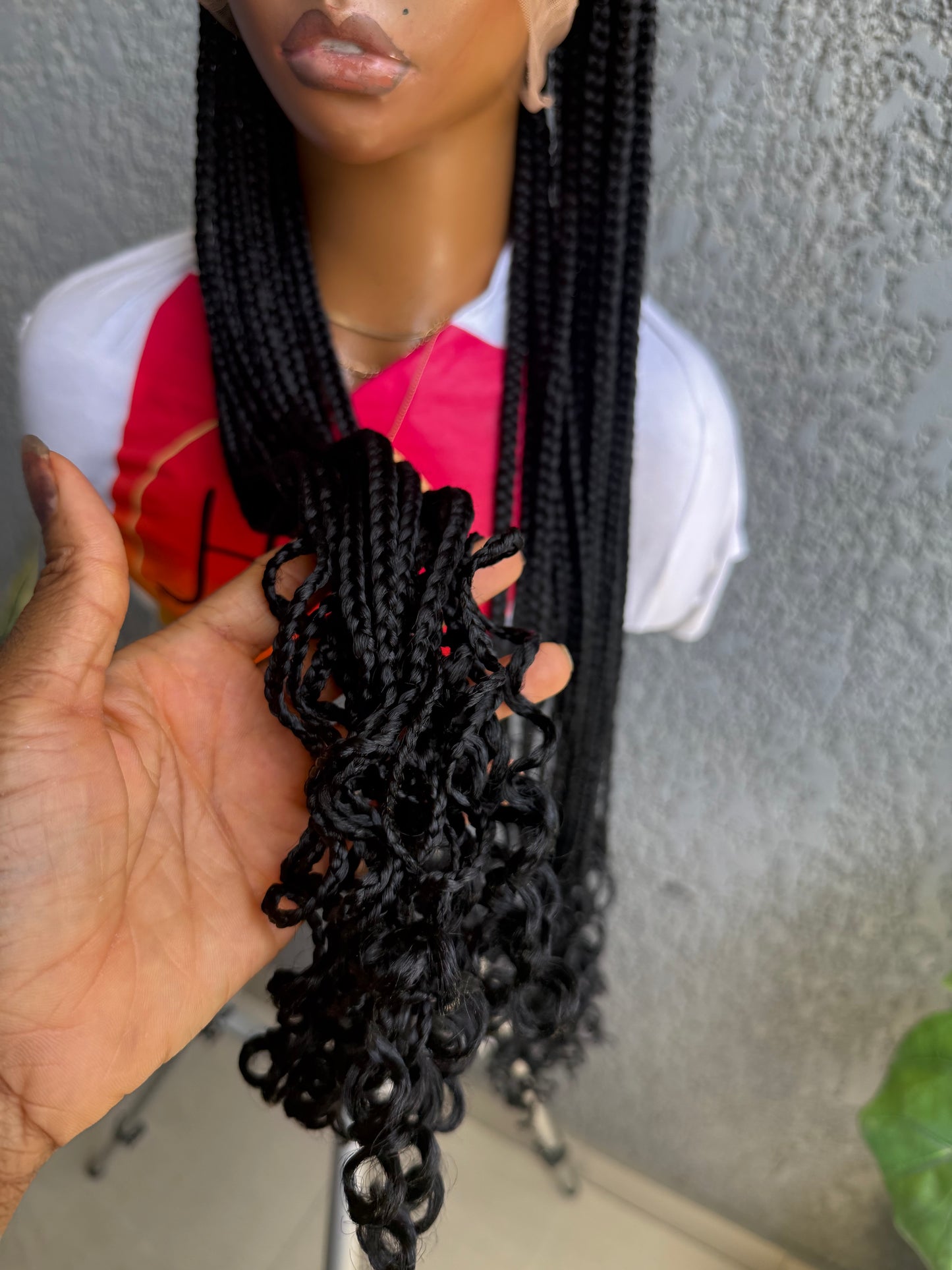 Fulani Half Up/Down Cornrow Braided Wig with Curls - HD Transparent Full Lace Braided Wig With Baby Hairs