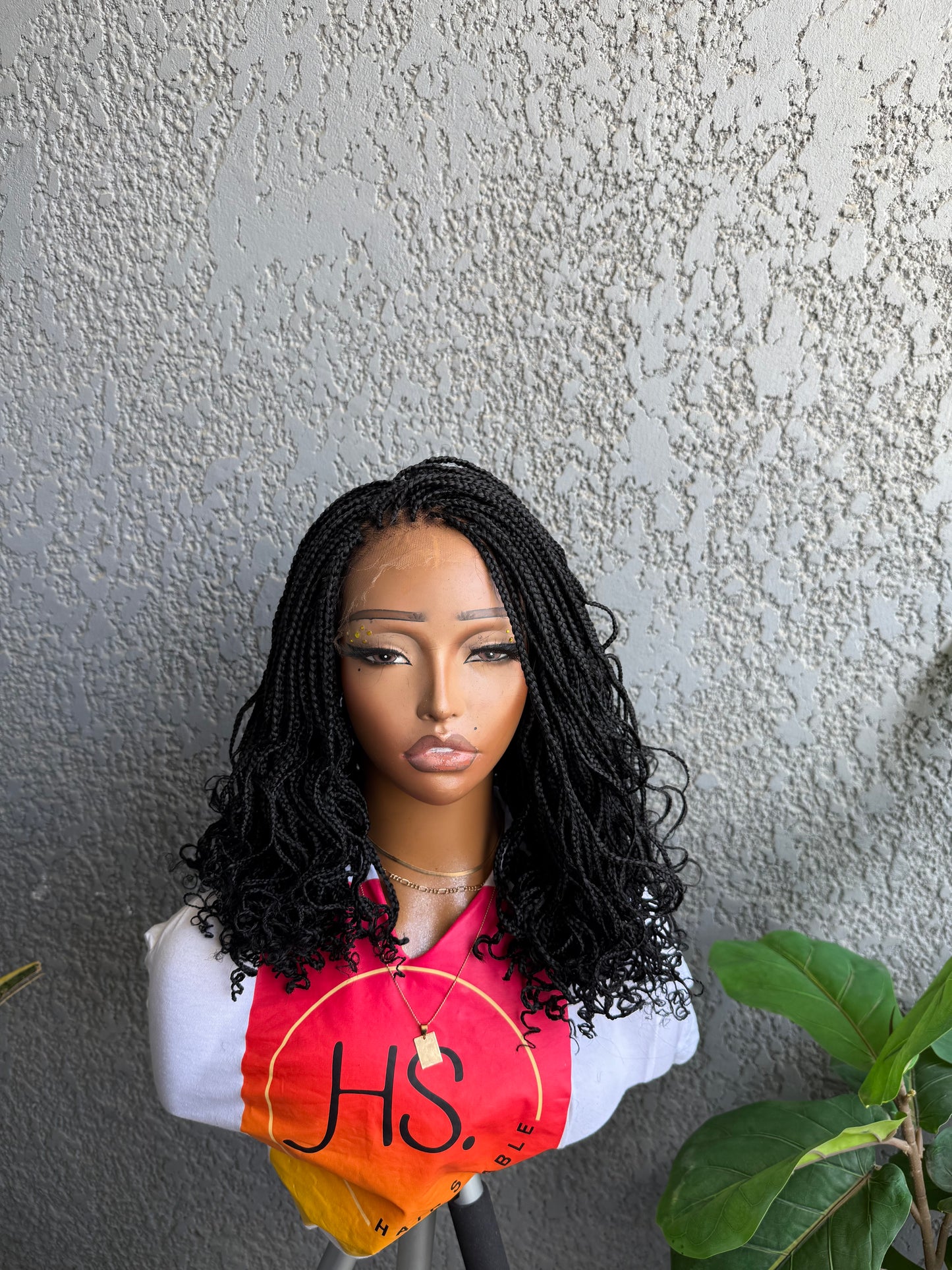 Short Braided Wig with Curls - 6x6 Closure Braided Wig with Baby Hairs - Short Braid Style