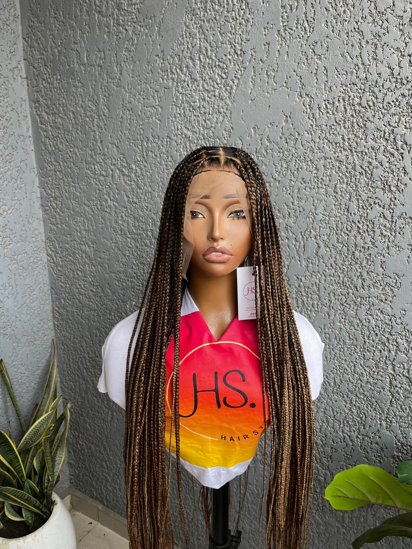 Knotless Braided Wig - HD Transparent Full Lace Braided Wig With Baby Hairs (Ombre Mix)