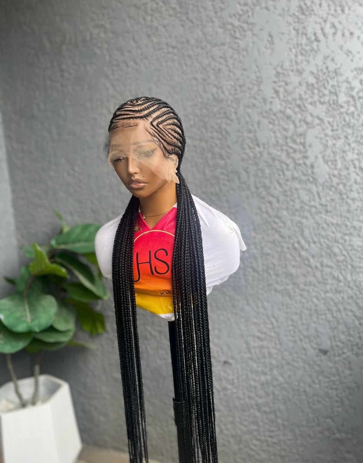Fulani Cornrow Braided Wig - HD Transparent Full Lace Braided Wig With Baby Hairs - Freestyle Braid Hairstyle
