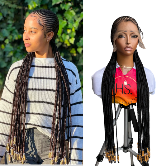 Straight Cornrow Braided Wig - HD Transparent Full Lace Braided Wig With Baby Hairs - Straight Back Hairstyle