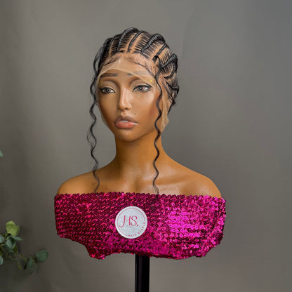 Stitch Braids - Transparent Full Lace Cornrow Braided Wig with Baby Hair