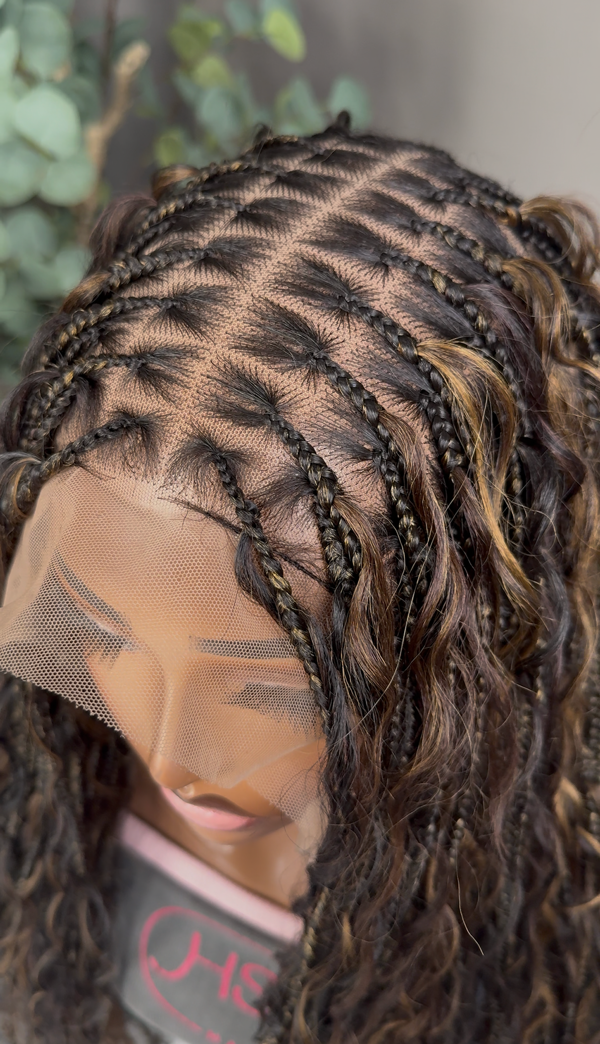 Boho Braided Wig With 
Neosilk™ Extensions - Transparent Lace Front Knotless Braided Wig With Baby Hairs (Brown Highlights)
