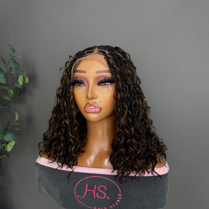 Boho Bob Wig With 
Neosilk™ Extensions - Glueless Short Bob Wig With Boho Curls (Brown Highlight)