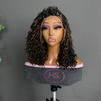 Boho Bob Wig With 
Neosilk™ Extensions - Glueless Short Bob Wig With Boho Curls (Brown Highlight)