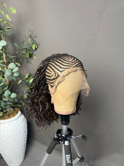 June - Fulani Cornrow Braided Wig with Curls| Full Lace Fulani Wig