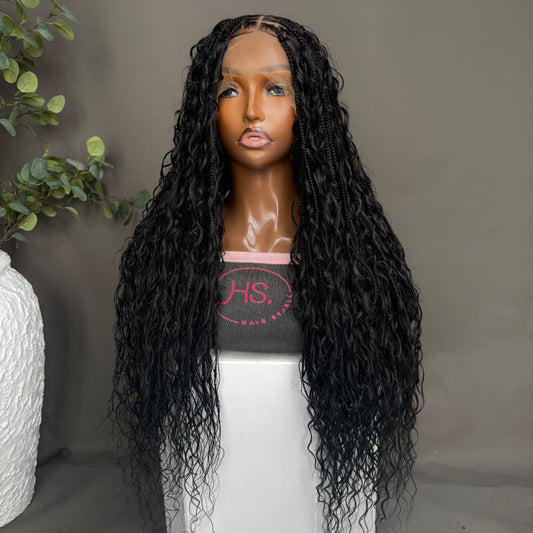 Boho Braided Wig With 
Neosilk™ Extensions - Transparent Lace Front Knotless Braided Wig With Baby Hairs (Black)