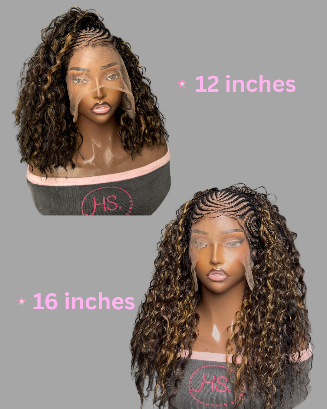 June - Fulani Cornrow Braided Wig with Curls| Full Lace Fulani Wig