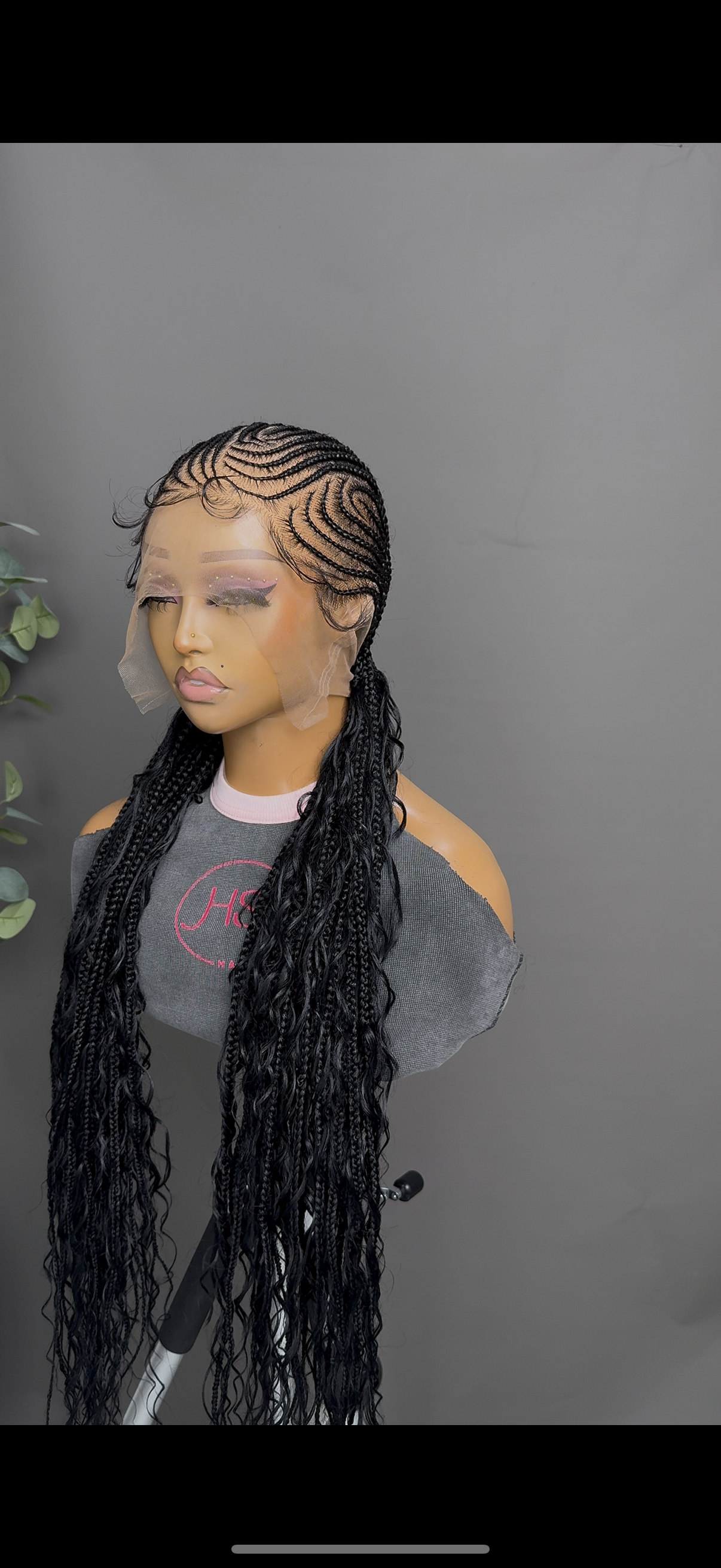 Fulani Cornrow with NeoSilk Boho Curls - Full Lace Braided Wig With Baby Hairs