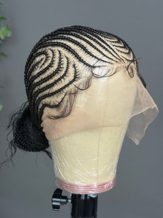 Fulani Cornrow with NeoSilk Boho Curls - Full Lace Braided Wig With Baby Hairs