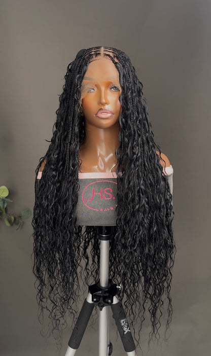 Boho Braided Wig With Baby Hairs— Black | Neosilk™ Boho Curls