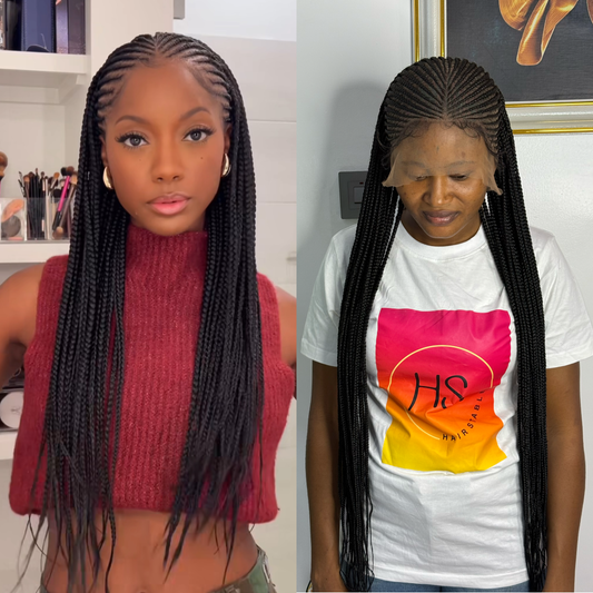 Middle Part Cornrow Braided Wig Half Up/Down - HD Transparent Full Lace Braided Wig With Baby Hairs