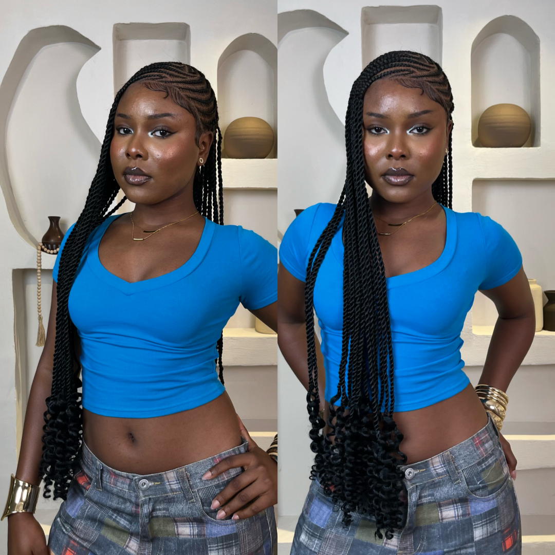 Lemonade Half Up/Down Cornrow Braided Wig - HD Transparent Full Lace Braided Wig With Baby Hairs