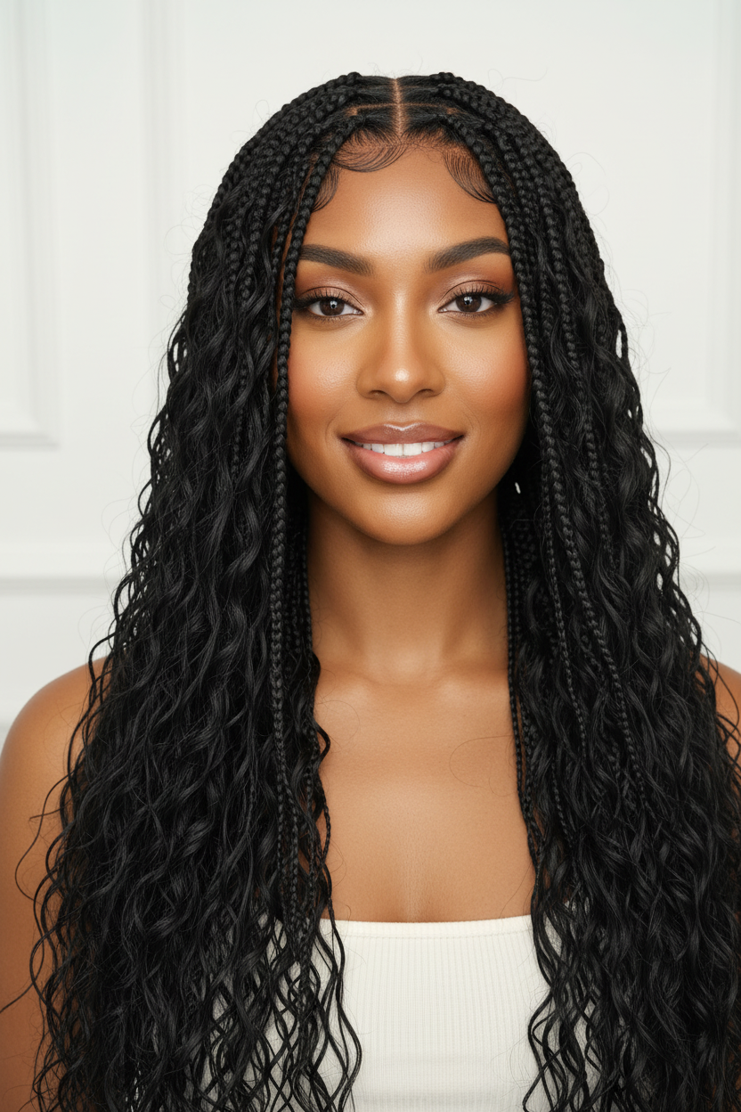 Boho Braided Wig on Model